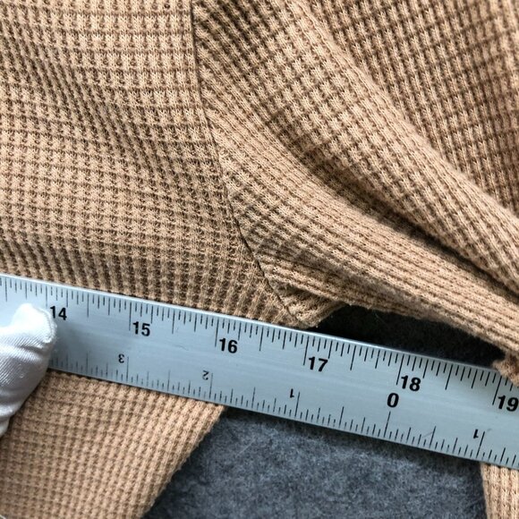 Aritzia TNA Waffle Knit Cropped Long Sleeve T Shirt Womens S Tan High Neck - Picture 9 of 10